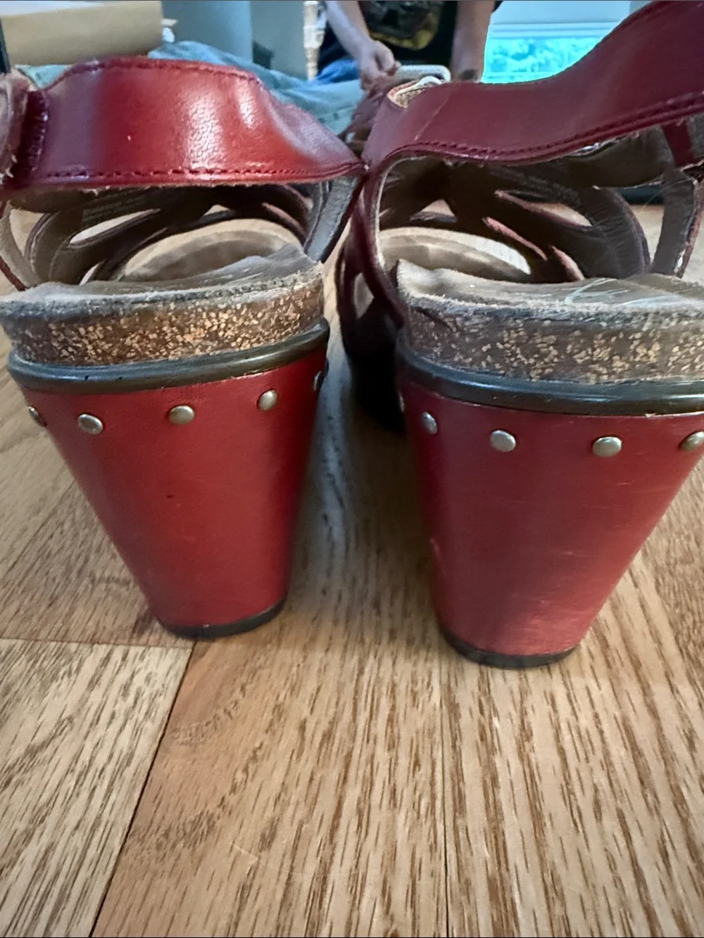 Dansko Red Leather Slingback Wedge Sandals - size 36 or 6 US